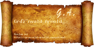 Grünvald Arnold névjegykártya